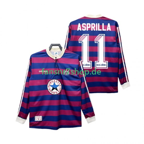 Newcastle United fußball trikot ASPRILLA 11 1995 1997 Herren Auswärts Retro Langarm