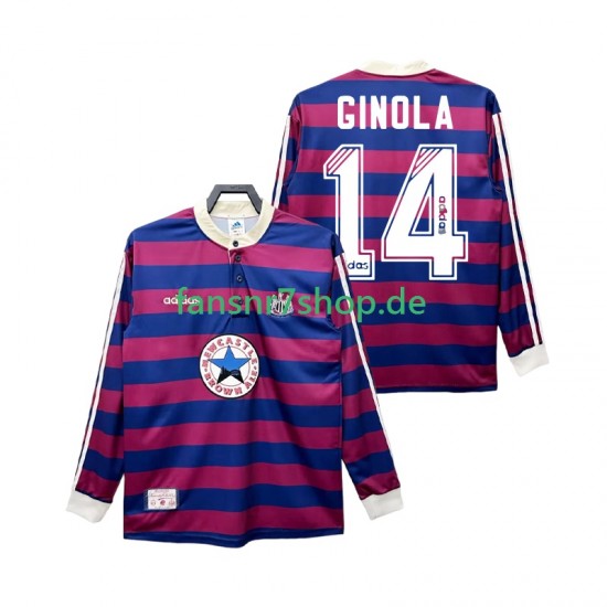Newcastle United fußball trikot GINOLA 14 1995 1997 Herren Auswärts Retro Langarm