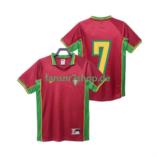 Portugal fußball trikot 7 1998 Herren Heim Retro Kurzarm