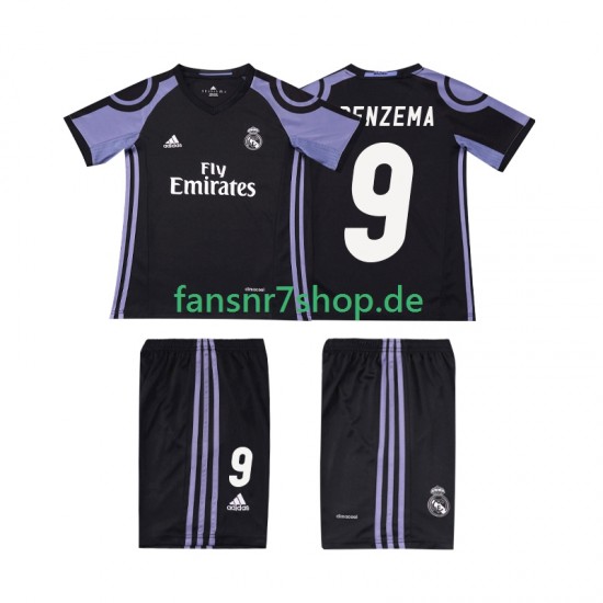 Real Madrid fußball trikot BENZEMA 9 2016 2017 Kinder Ausweich Retro Kurzarm