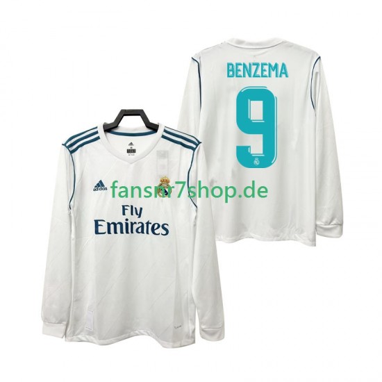 Real Madrid fußball trikot BENZEMA 9 2017 2018 Herren Heim Retro Langarm