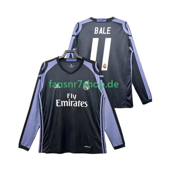 Real Madrid fußball trikot Bale 11 2016 2017 Herren Ausweich Retro Langarm
