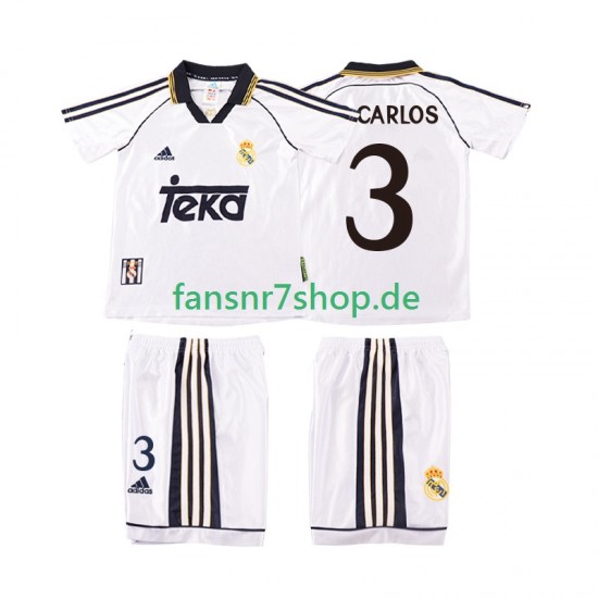 Real Madrid fußball trikot R CARLOS 3 1998 2000 Kinder Heim Retro Kurzarm