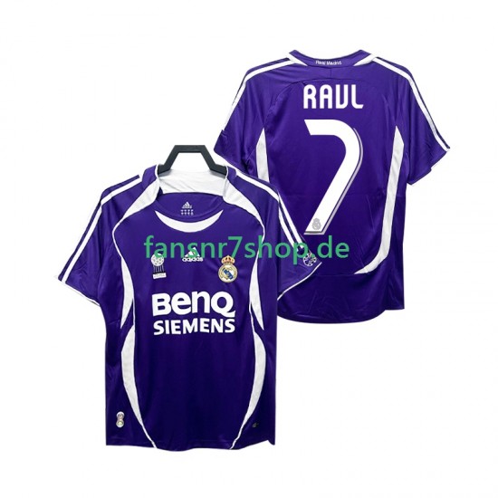 Real Madrid fußball trikot RAUL 7 2007 Herren Auswärts Retro 2006 Kurzarm