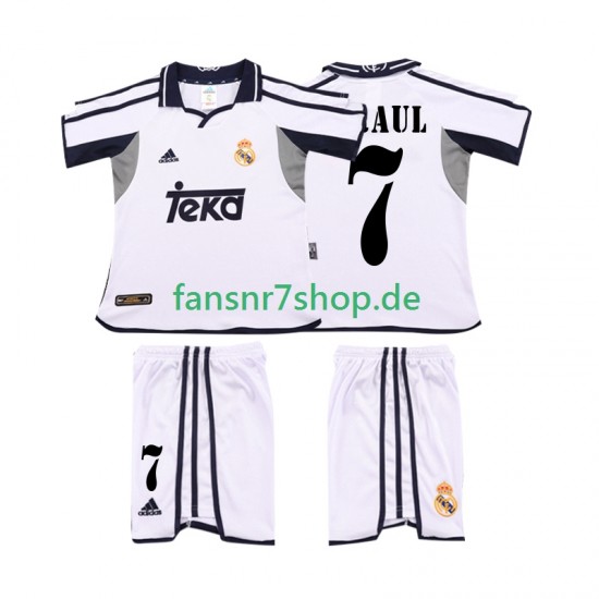 Real Madrid fußball trikot RAUL 7 2001 2002 Kinder Heim Retro Kurzarm