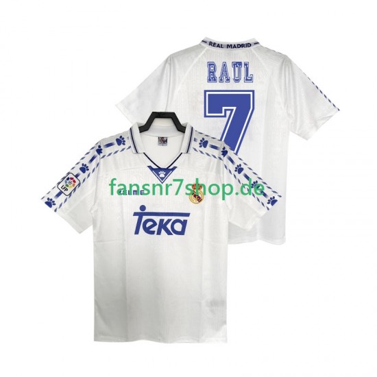 Real Madrid fußball trikot RAUL 7 1996 1997 Herren Heim Retro Kurzarm