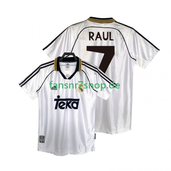 Real Madrid fußball trikot RAUL 7 1998 2000 Herren Heim Retro Kurzarm
