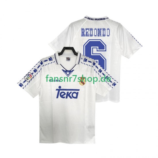 Real Madrid fußball trikot REDONDO 6 1996 1997 Herren Heim Retro Kurzarm