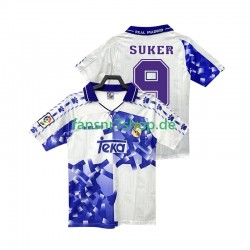 Real Madrid fußball trikot SUKER 9 1996 1997 Herren Ausweich Retro Kurzarm
