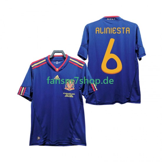 Spanien fußball trikot Andres Iniesta 6 Herren Auswärts Retro 2010 Kurzarm