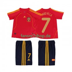 Spanien fußball trikot DAVID VILLA 7 Kinder Heim Retro 2008 Kurzarm