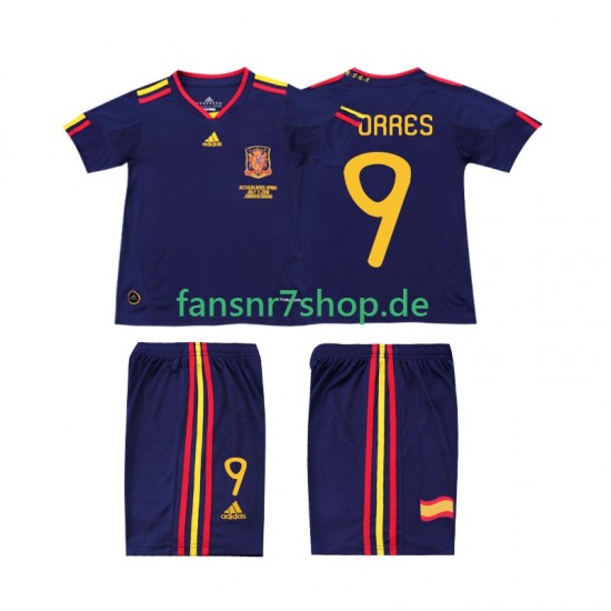 Spanien fußball trikot TORRES 9 Kinder Auswärts Retro 2010 Kurzarm