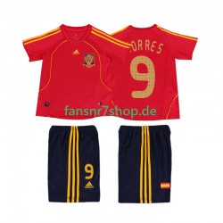Spanien fußball trikot TORRES 9 Kinder Heim Retro 2008 Kurzarm