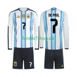 Argentinien fußball trikot WM 2026 Rodrigo De Paul 7 Kinder Heim Langarm