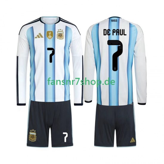 Argentinien fußball trikot WM 2026 Rodrigo De Paul 7 Kinder Heim Langarm Argentinien fußball trikot WM 2026 Rodrigo De Paul 7 Kinder Heim Langarm