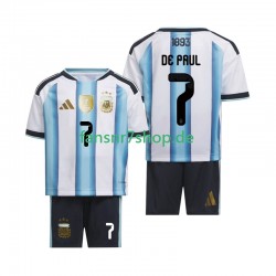 Argentinien fußball trikot WM 2026 Rodrigo De Paul 7 Kinder Heim Kurzarm