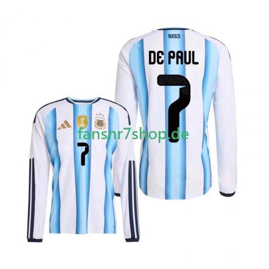 Argentinien fußball trikot WM 2026 Rodrigo De Paul 7 Herren Heim Langarm