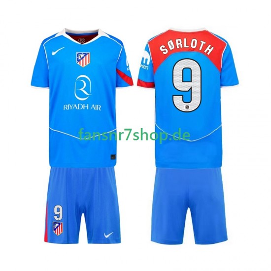 Atlético Madrid fußball trikot Alexander Sorloth 9 Kinder Ausweich 2025-2026 Kurzarm