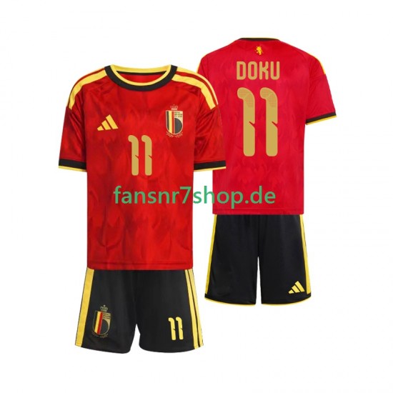 Belgien fußball trikot WM 2026 Jeremy Doku 11 Kinder Heim Kurzarm