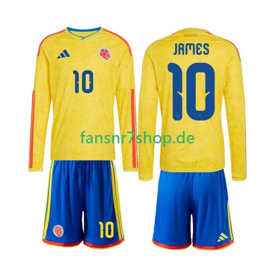 Kolumbien fußball trikot WM 2026 James Rodriguez 10 Kinder Heim Langarm