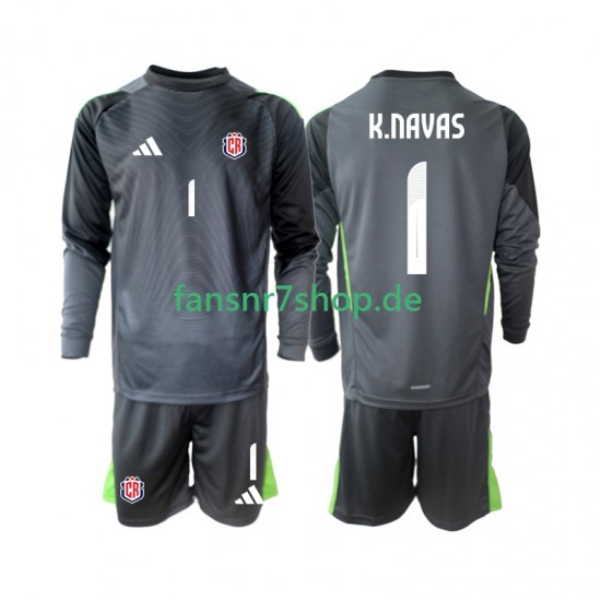 Costa Rica fußball trikot Keylor Navas 1 Torhüter Kinder Auswärts 2025 Langarm