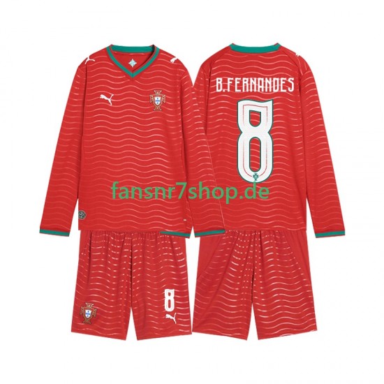 Portugal fußball trikot WM 2026 Bruno Fernandes 8 Kinder Heim Langarm