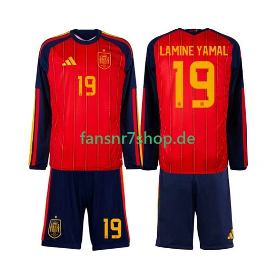 Spanien fußball trikot WM 2026 Lamine Yamal 19 Kinder Heim Langarm