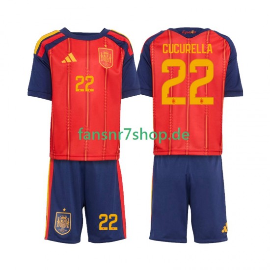 Spanien fußball trikot WM 2026 Marc Cucurella 22 Kinder Heim Kurzarm