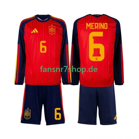 Spanien fußball trikot WM 2026 Mikel Merino 6 Kinder Heim Langarm
