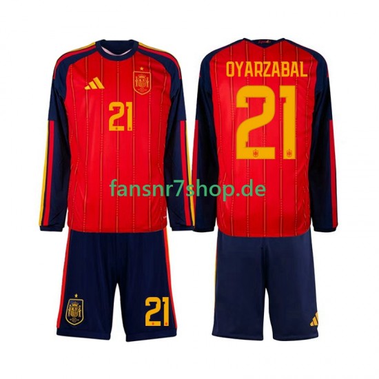 Spanien fußball trikot WM 2026 Mikel Oyarzabal 21 Kinder Heim Langarm