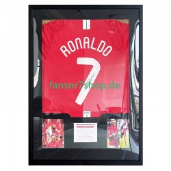 Cristiano Ronaldo Nr. 7 Manchester United Retro Champions-League-Trikot 2007 – signiert, Premium-Rahmen