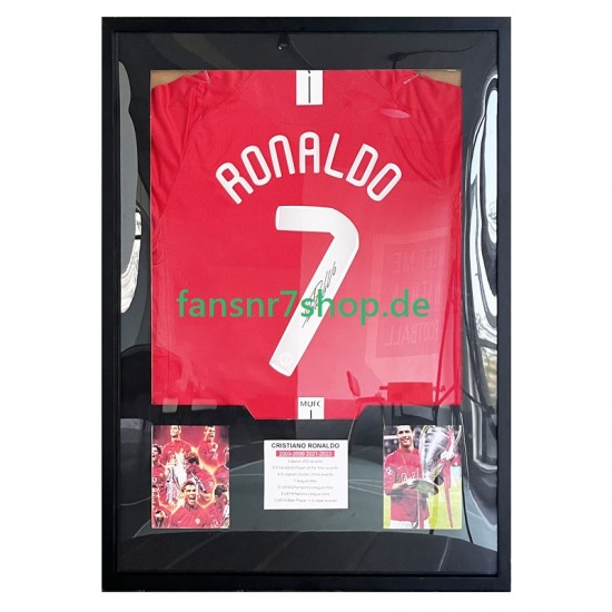 Cristiano Ronaldo Nr. 7 Manchester United Retro Champions-League-Trikot 2007 – signiert, Premium-Rahmen