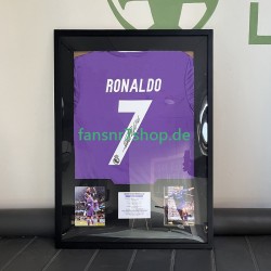 Cristiano Ronaldo Nr. 7 Real Madrid Retro Auswärtstrikot 2016 – signiert, Premium-Rahmen