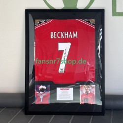 David Beckham Nr. 7 Manchester United Retro Heimtrikot 1998 – signiert, Premium-Rahmen