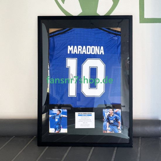 Diego Maradona Nr. 10 Argentinien Retro Auswärtstrikot 1994 – signiert, Premium-Rahmen