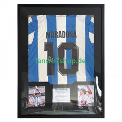 Diego Maradona Nr. 10 Argentinien Retro Heimtrikot 1986 – signiert, Premium-Rahmen