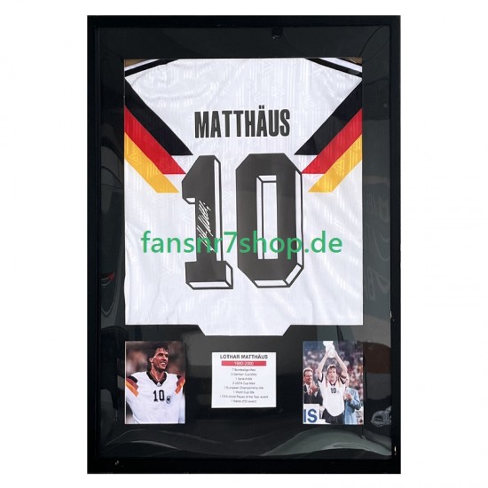 Matthäus Nr. 10 Deutschland Retro Heimtrikot 1990 – signiert, Premium-Rahmen