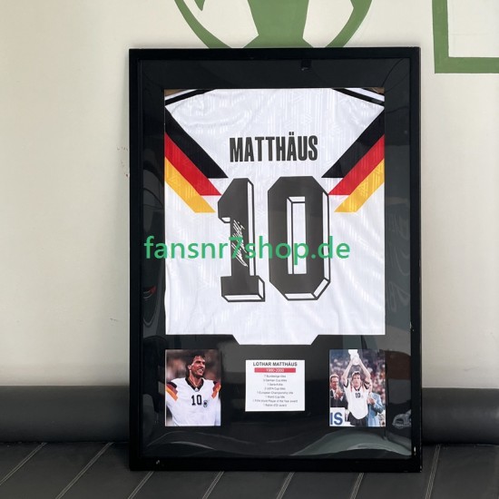 Matthäus Nr. 10 Deutschland Retro Heimtrikot 1990 – signiert, Premium-Rahmen