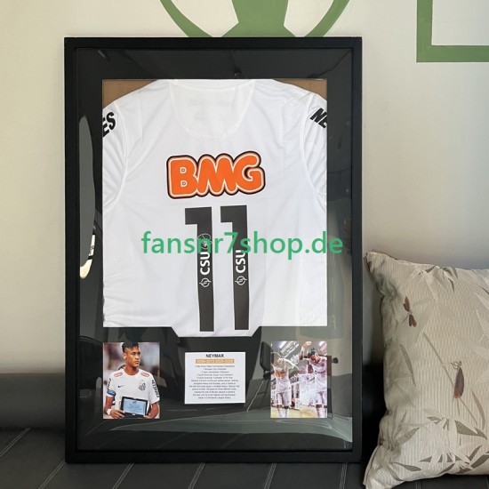 Neymar Jr. Nr. 11 Santos FC Retro Heimtrikot 2011 – signiert, Premium-Rahmen