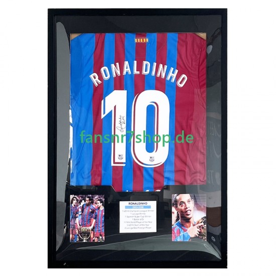 Ronaldinho Nr. 10 FC Barcelona Heimtrikot 2021 – signiert, Premium-Rahmen