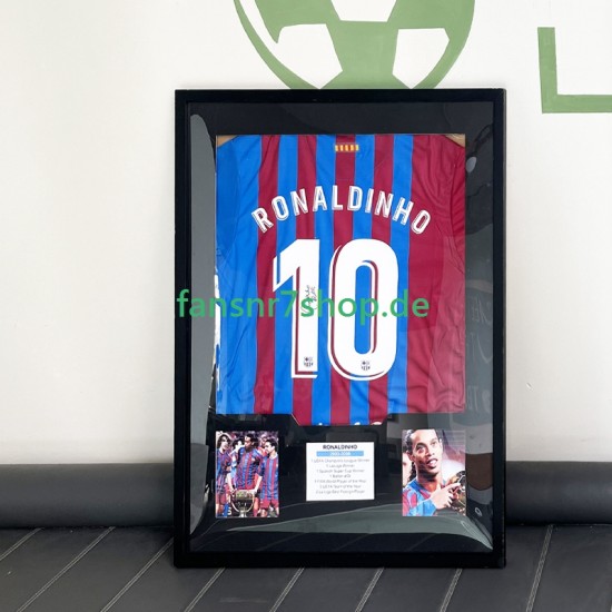 Ronaldinho Nr. 10 FC Barcelona Heimtrikot 2021 – signiert, Premium-Rahmen