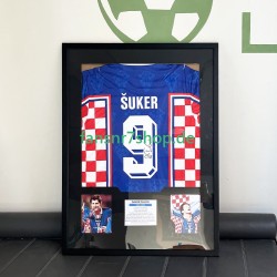 Davor Šuker Nr. 9 Kroatien Retro Auswärtstrikot 2006 – signiert, Premium-Rahmen