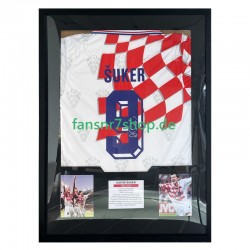 Davor Šuker Nr. 9 Kroatien Retro Heimtrikot 2006 – signiert, Premium-Rahmen