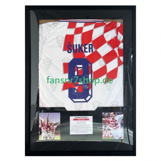 Davor Šuker Nr. 9 Kroatien Retro Heimtrikot 2006 – signiert, Premium-Rahmen