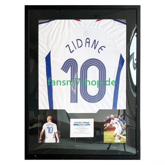 Zidane Nr. 10 Frankreich Retro Auswärtstrikot 1998 – signiert, Premium-Rahmen