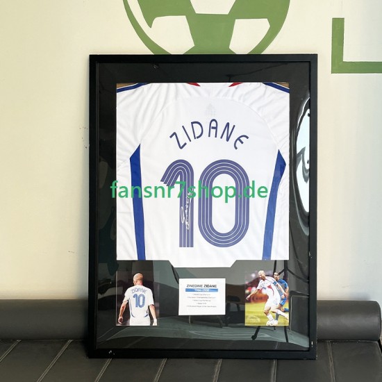 Zidane Nr. 10 Frankreich Retro Auswärtstrikot 1998 – signiert, Premium-Rahmen
