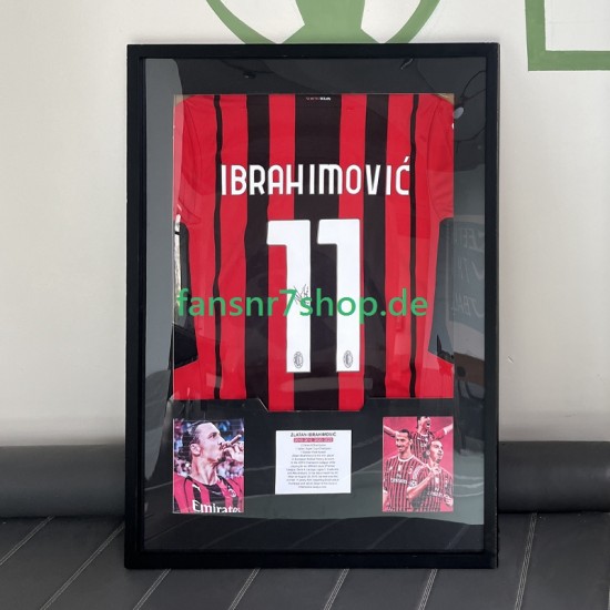 Zlatan Ibrahimović Nr. 11 AC Milan Heimtrikot 2021 – signiert, Premium-Rahmen