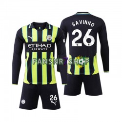 Manchester City fußball trikot Savinho 26 Kinder Auswärts 2024-2025 Langarm