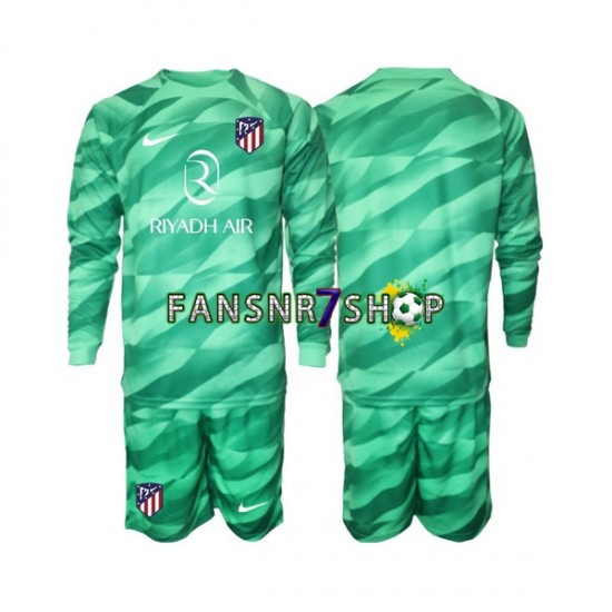 Atlético Madrid fußball trikot Torhüter Kinder Auswärts Grün 2023-2024 Langarm