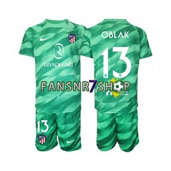 Atlético Madrid fußball trikot Jan Oblak 13 Torhüter Kinder Auswärts Grün 2023-2024 Kurzarm